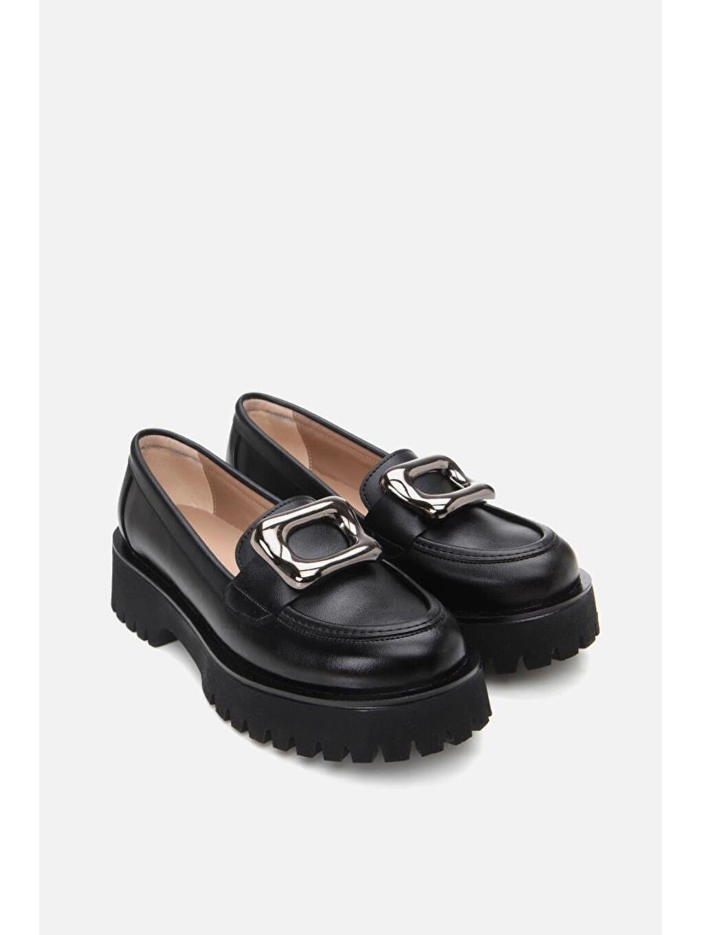 Kadın Siyah Tokalı Günlük Loafer-4