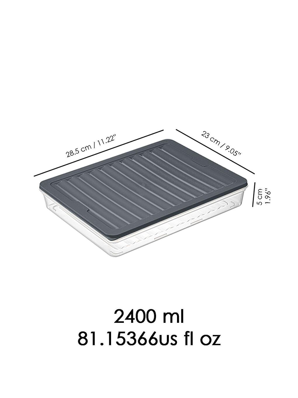 Meleni Home Antrasit 4'lü Buzdolabı Düzenleyici Difriz-Mikrodalga Uyumlu Saklama Kabı Antrasit 4 X 2400 ml - 7