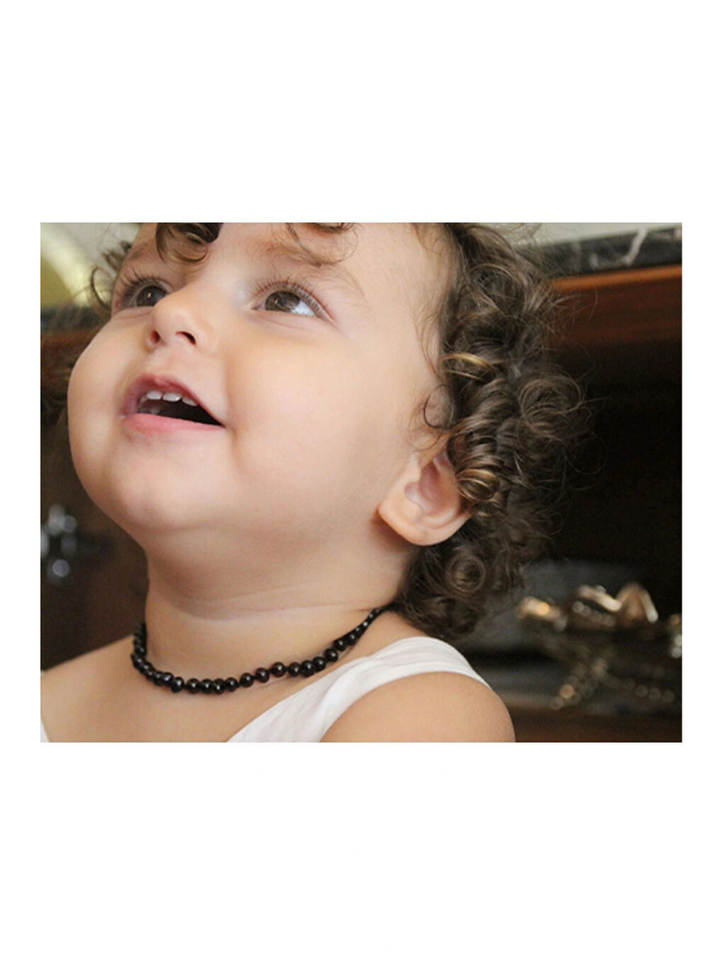 Karışık Boze Kehribar Bebek Kolyesi 587 Vişne-1