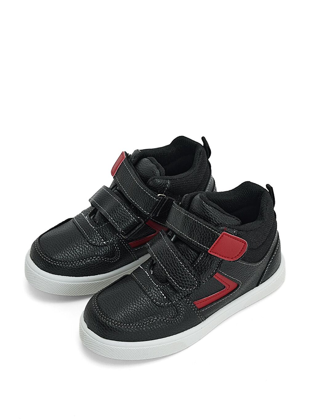 Çocuk Unisex Siyah Kırmızı Rahat Kalıp Cırtlı Spor Ayakkabı