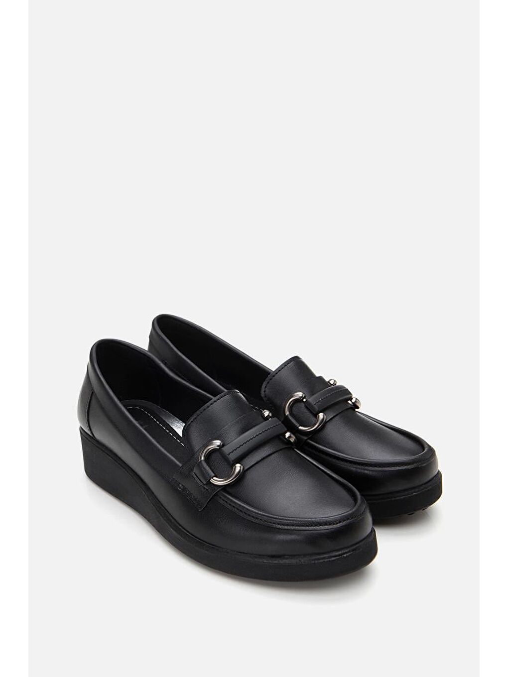 Kadın Siyah Tokalı Günlük Loafer-3