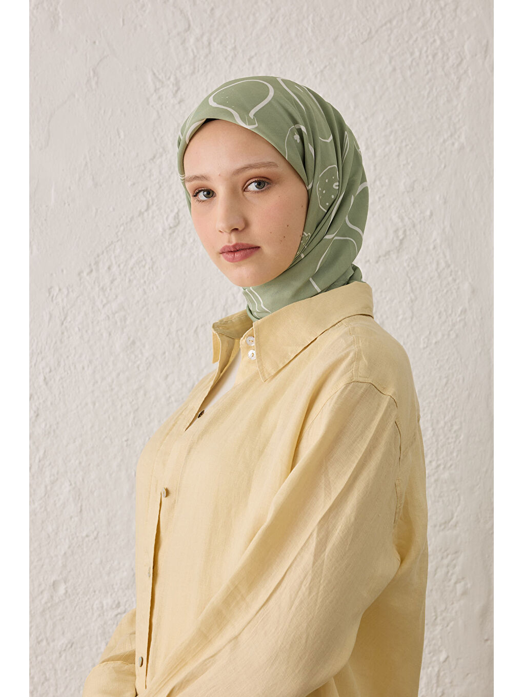 Eloıse Desen Pamuk İpek Eşarp Mint Yeşili-2