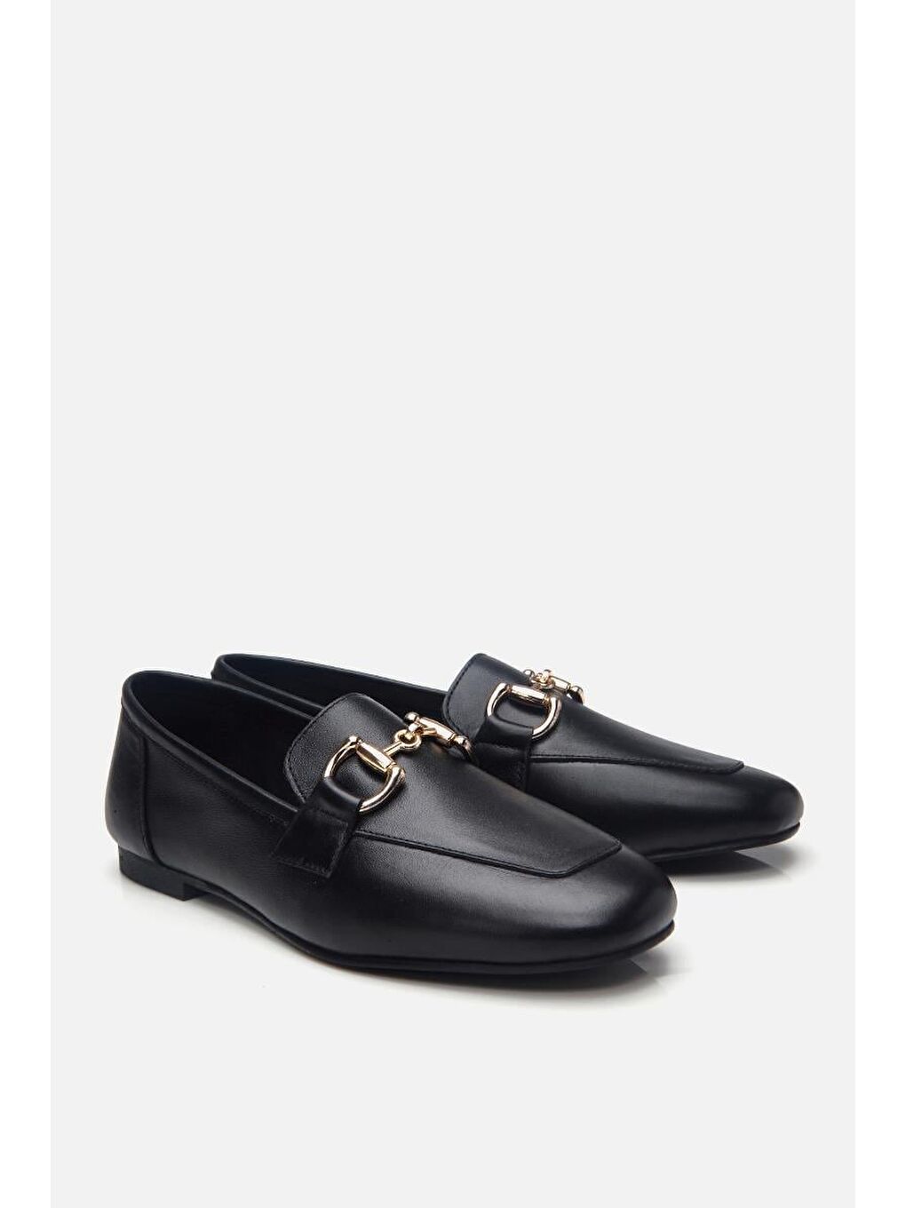 Kadın Deri Siyah Tokalı Loafer-1