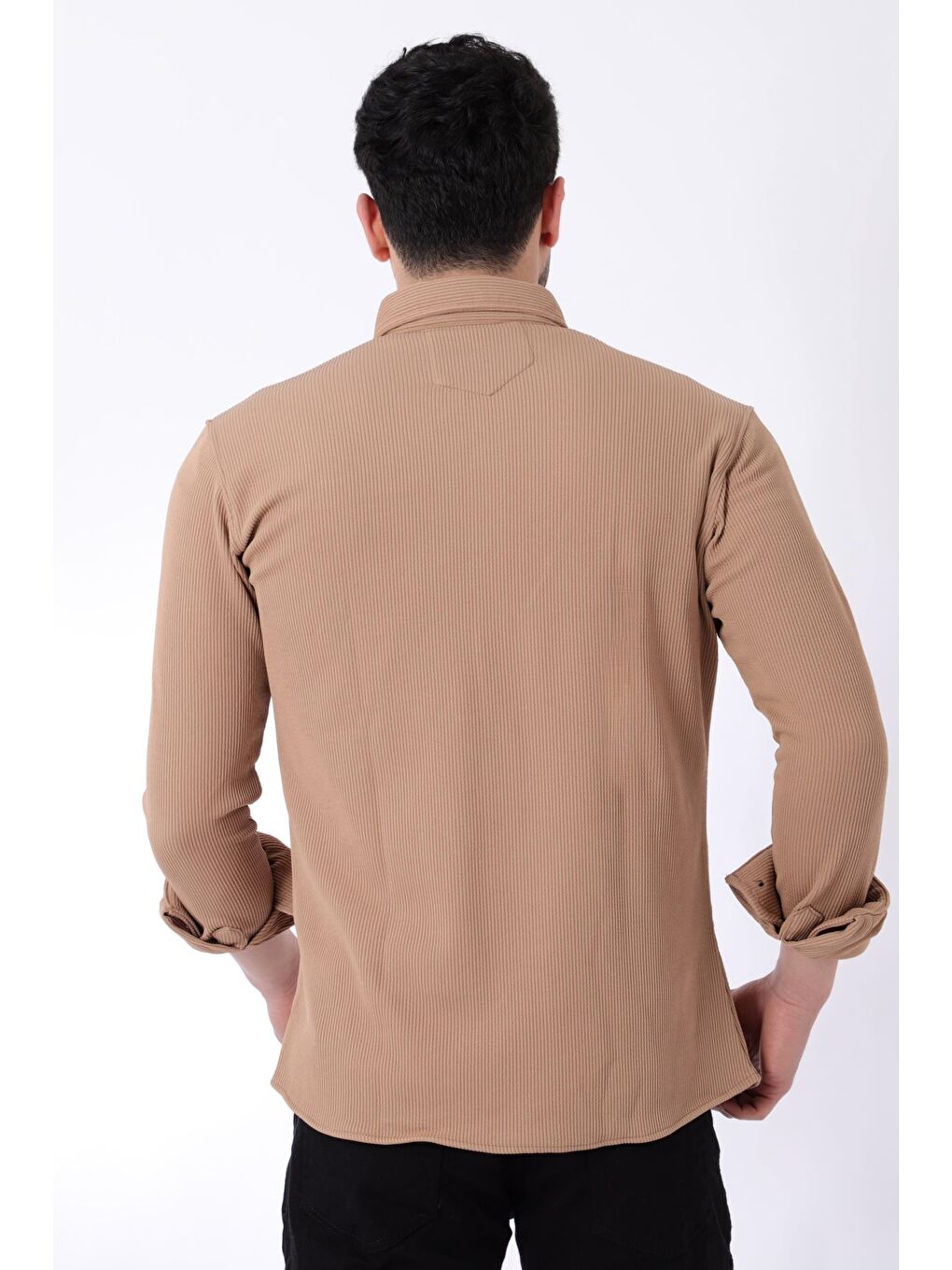 Stilkombin Açık Kahve Düz Slim Fit Örme Gömlek XC U16788_40297 - 4