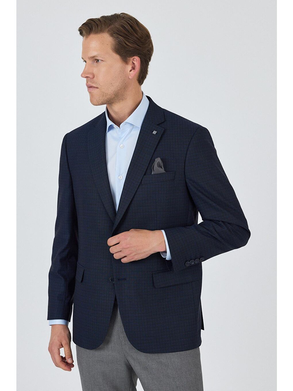 Koyu Lacivert Mono Yaka Bez Ayağı Tam Astar Esnek 4 Drop Comfort Fit Classic Ceket 1002250157