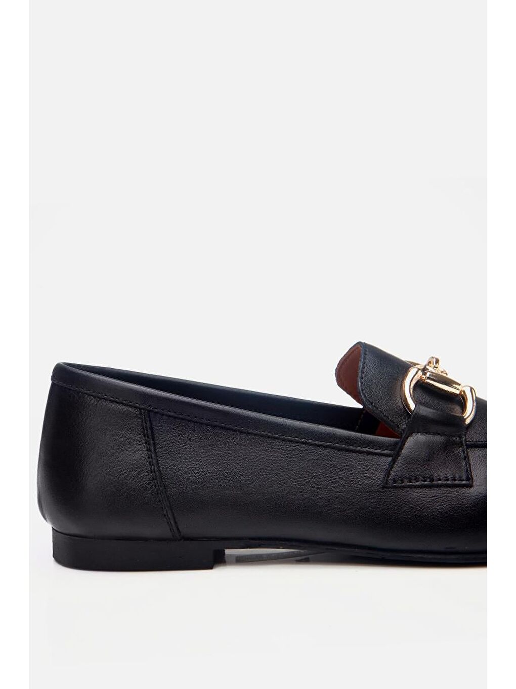 Kadın Deri Siyah Tokalı Loafer-5