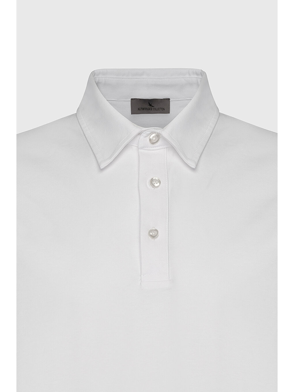 Erkek Beyaz %100 Pamuk Polo Yaka Slim Fit Dar Kesim Tişört-6