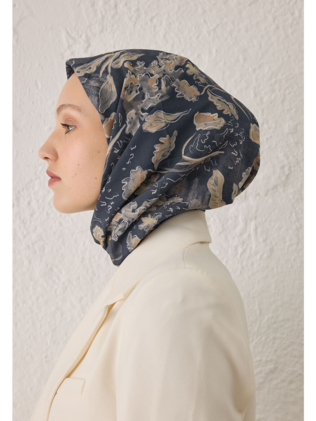 Elora Desen Pamuk İpek Eşarp Antrasit-3