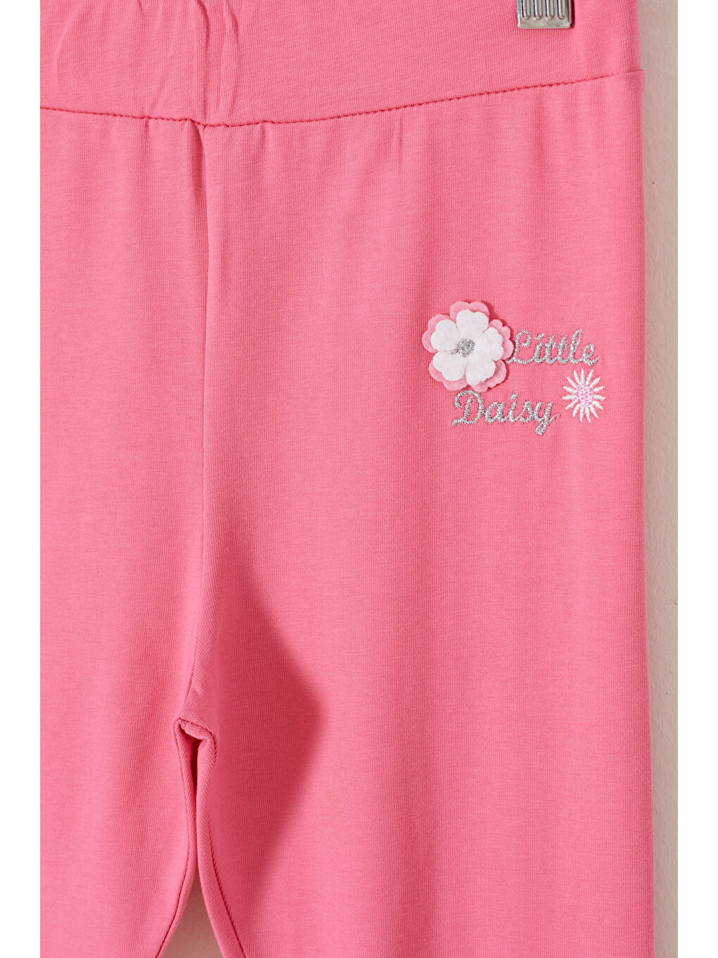 Pembe Çiçek Nakış Detaylı Kız Çocuk Tayt 18308-2