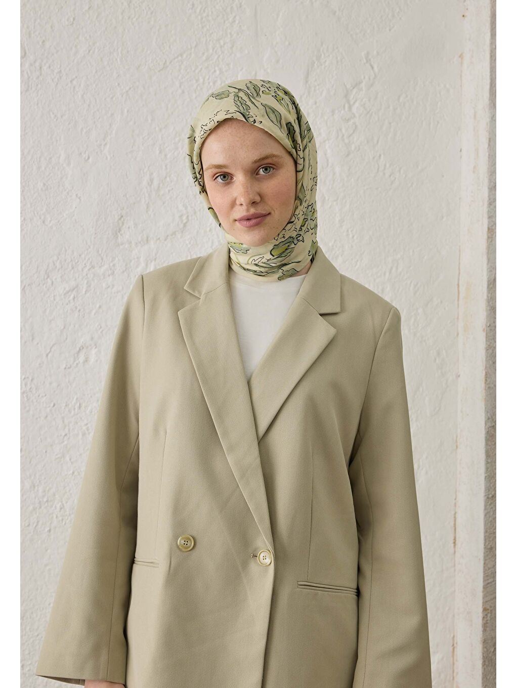 Elora Desen Pamuk İpek Eşarp Yeşil-2