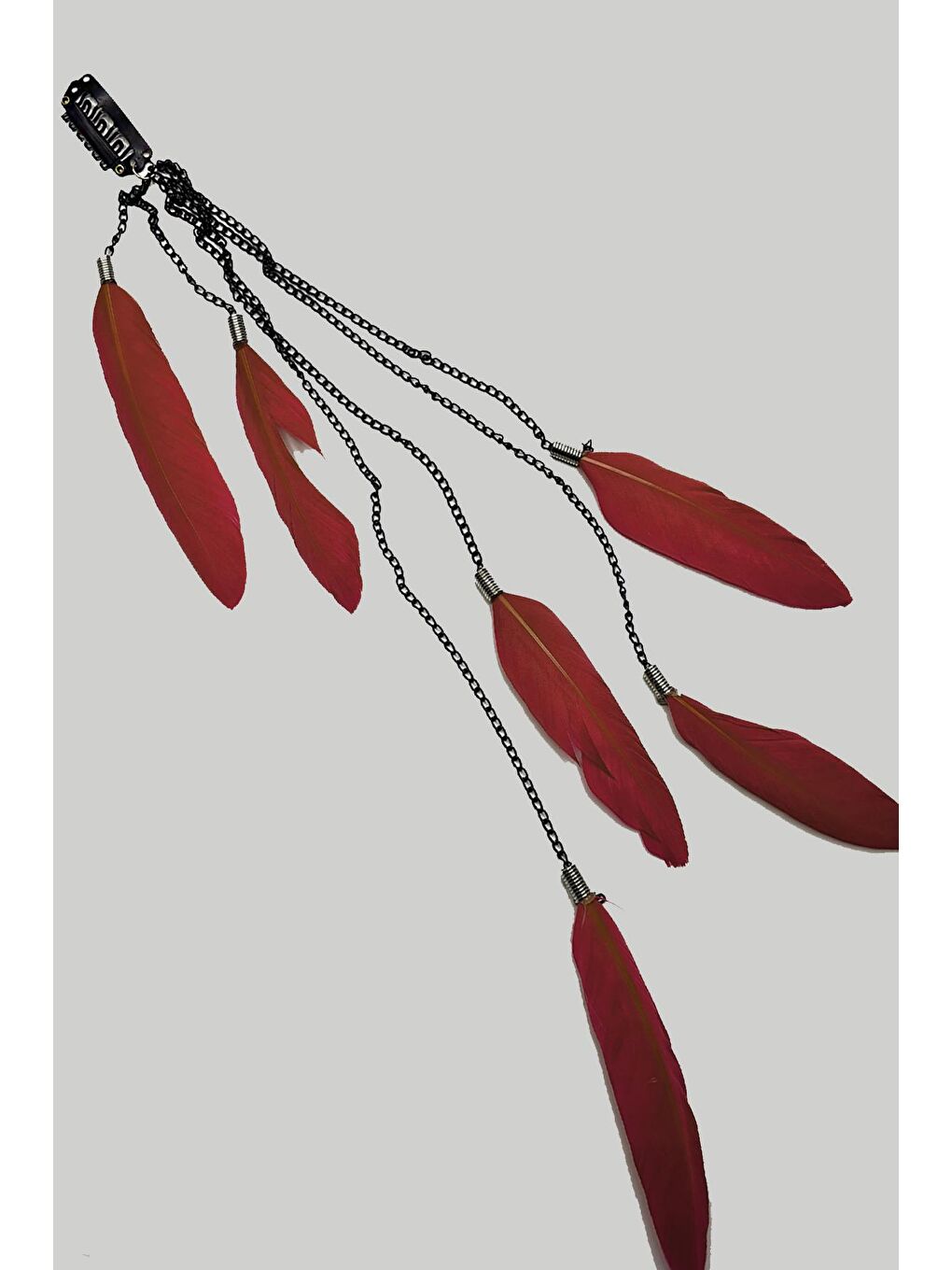 Kırmızı Tüylü Saç Zinciri Rasta Saç İpi-1