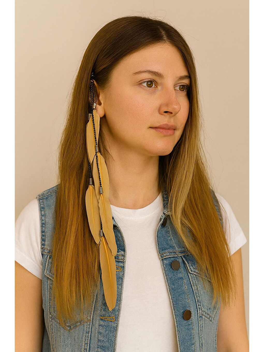 Bej Tüylü Saç Zinciri Rasta Saç İpi