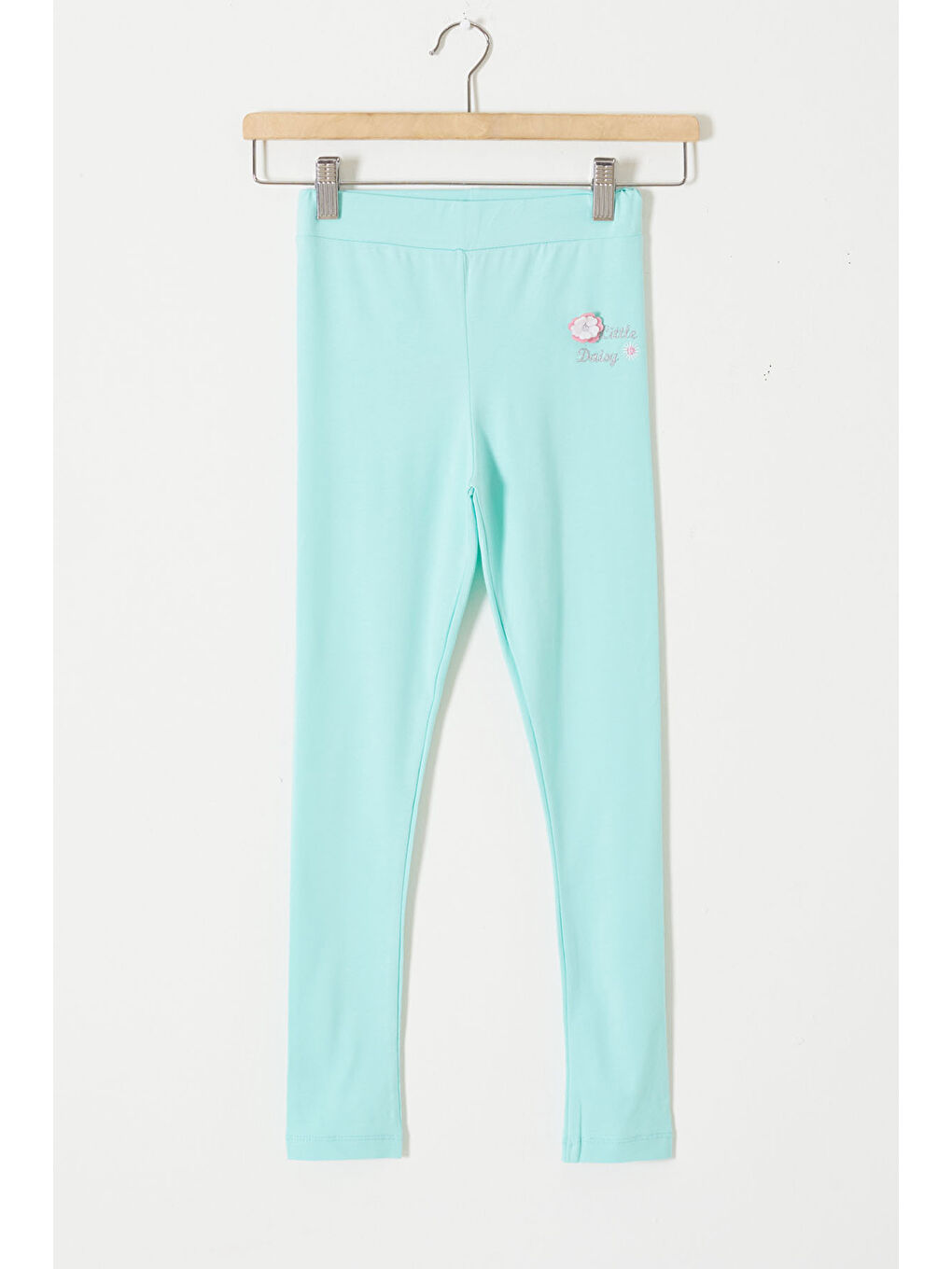 Turkuaz Su Yeşili Çiçek Nakış Detaylı Kız Çocuk Tayt 18307