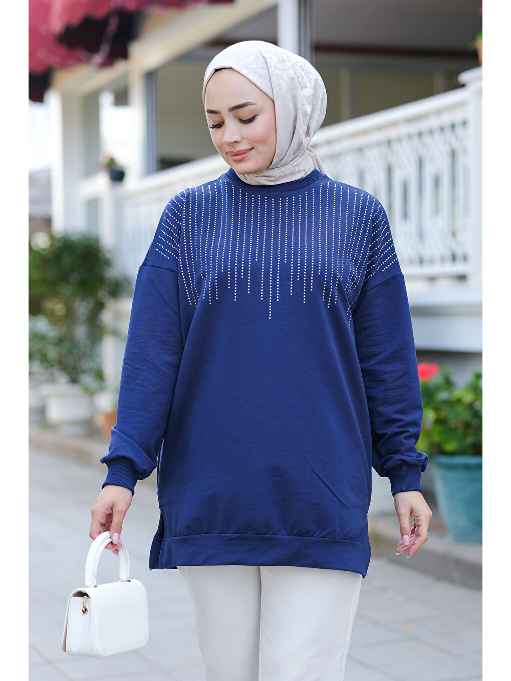 Locco Moda Taş Aksesuarlı Tunik Lacivert - 2