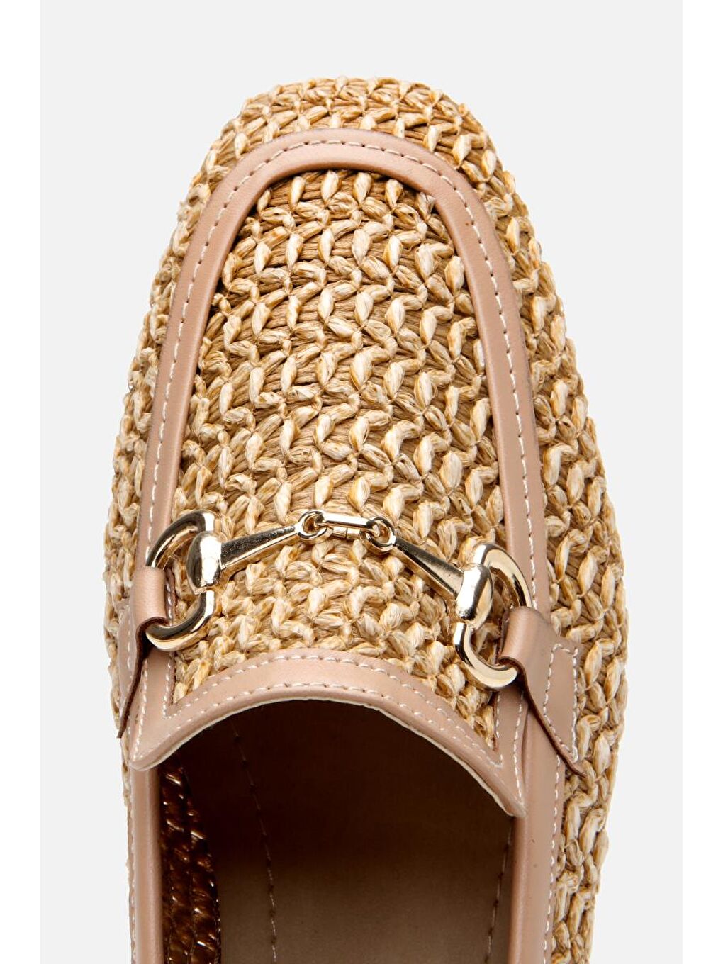 Kadın Bej Hasır Detaylı Tokalı Loafer-3