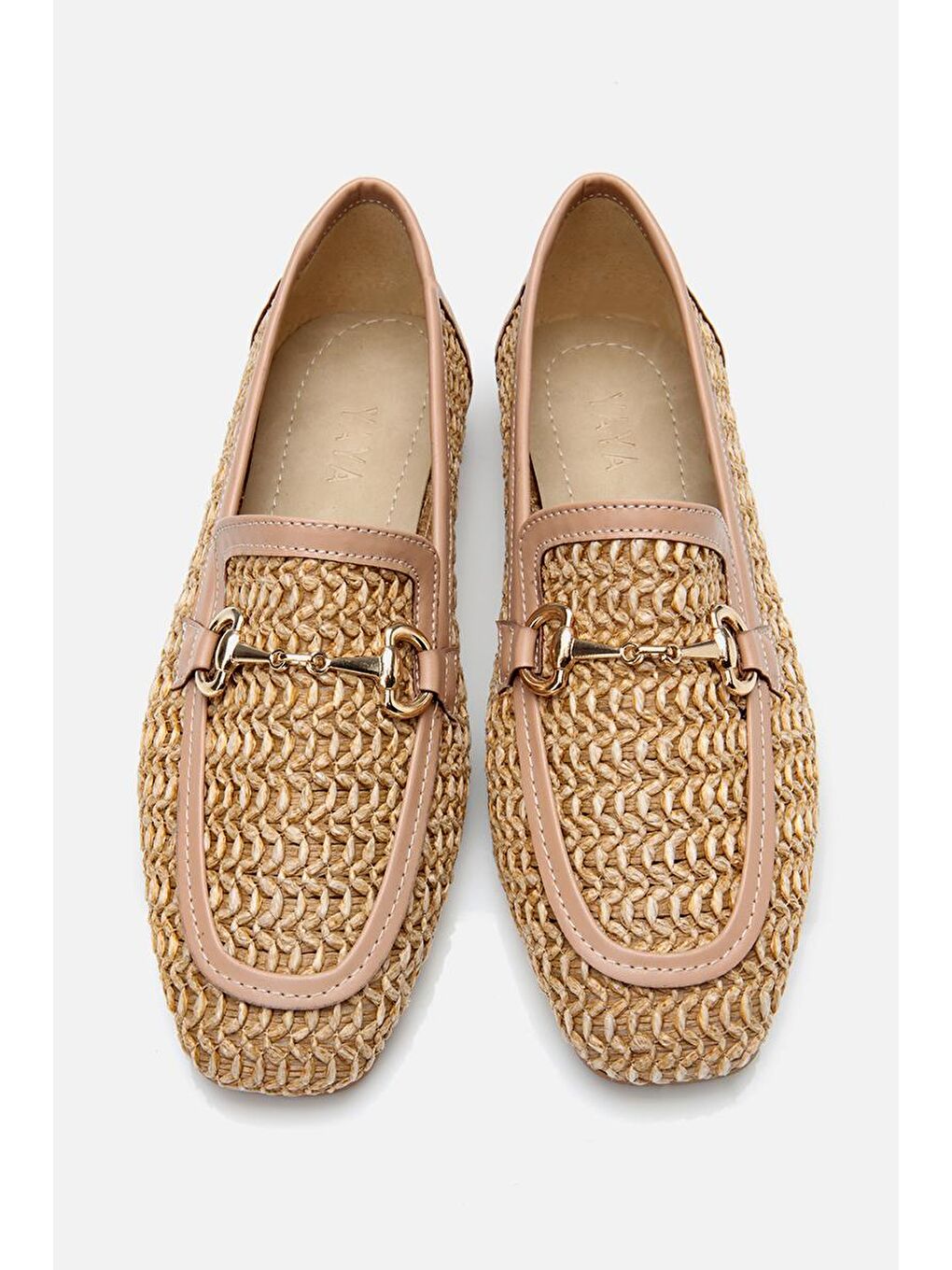 Kadın Bej Hasır Detaylı Tokalı Loafer-4