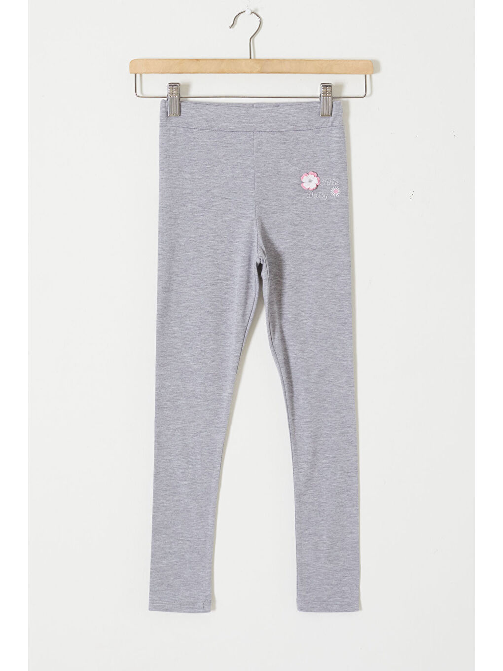Gri Çiçek Nakış Detaylı Kız Çocuk Tayt 18311
