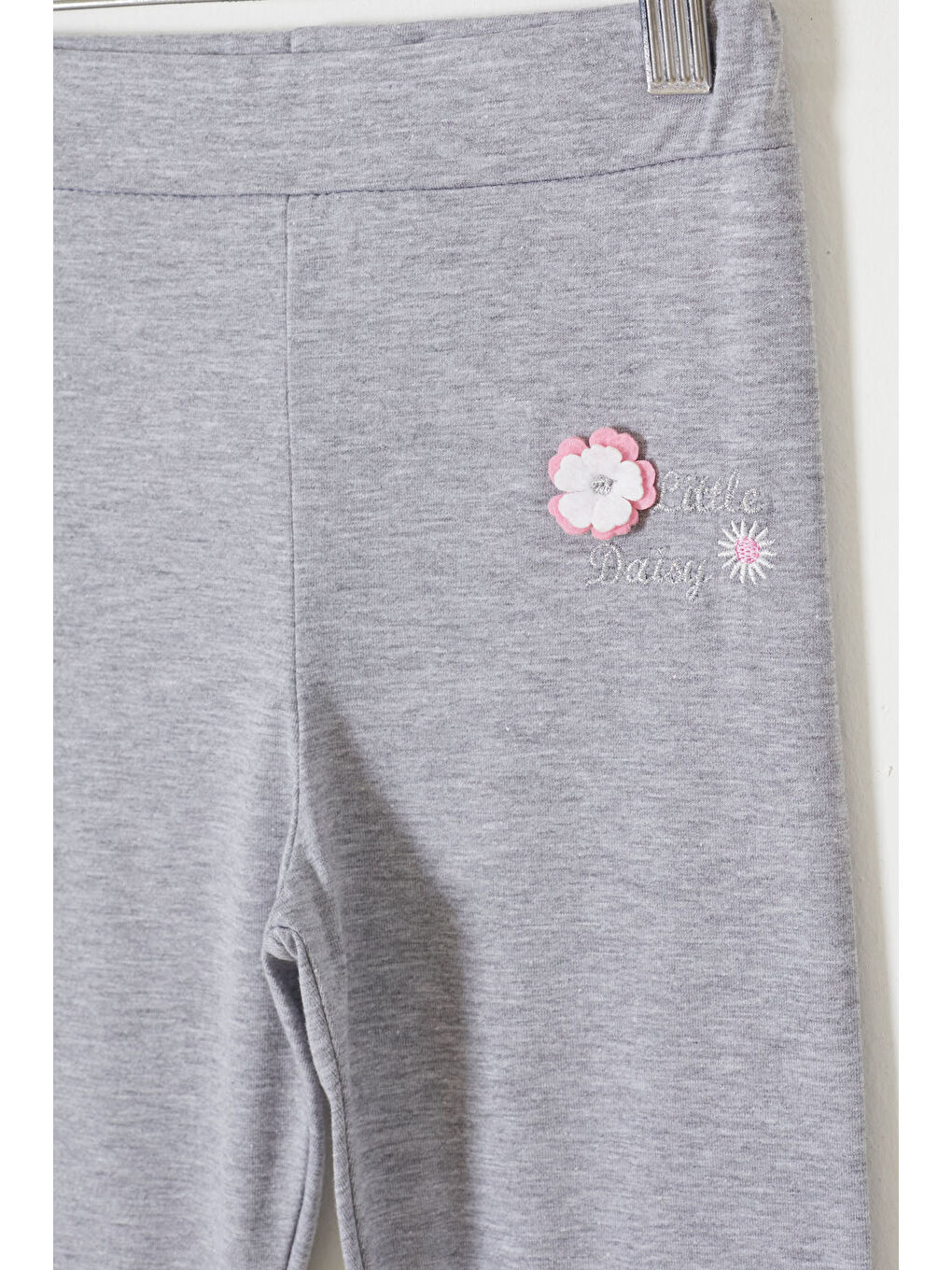 Gri Çiçek Nakış Detaylı Kız Çocuk Tayt 18311-2