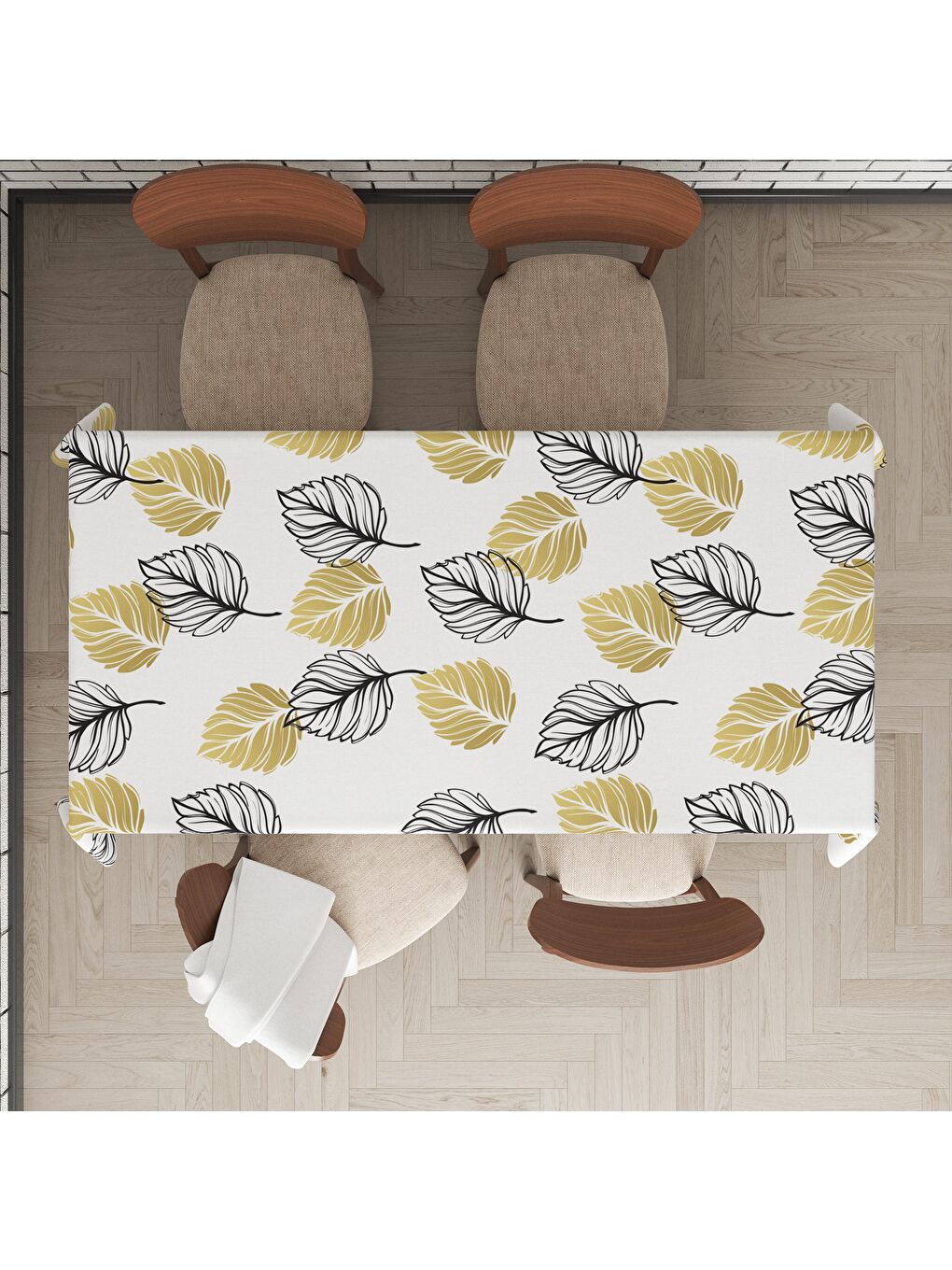 Karışık Yaprak Desenli Masa Örtüsü Renkli  140x200-1