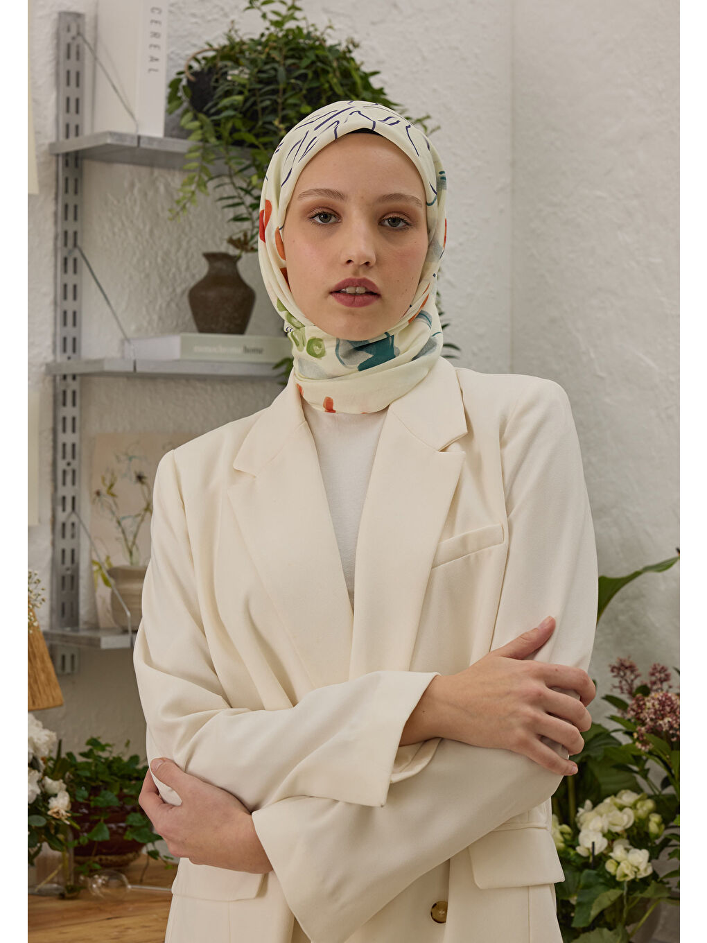 Cherry Desen Pamuk İpek Eşarp Kırmızı-3