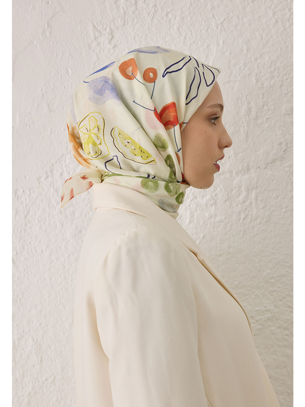 Cherry Desen Pamuk İpek Eşarp Kırmızı-4