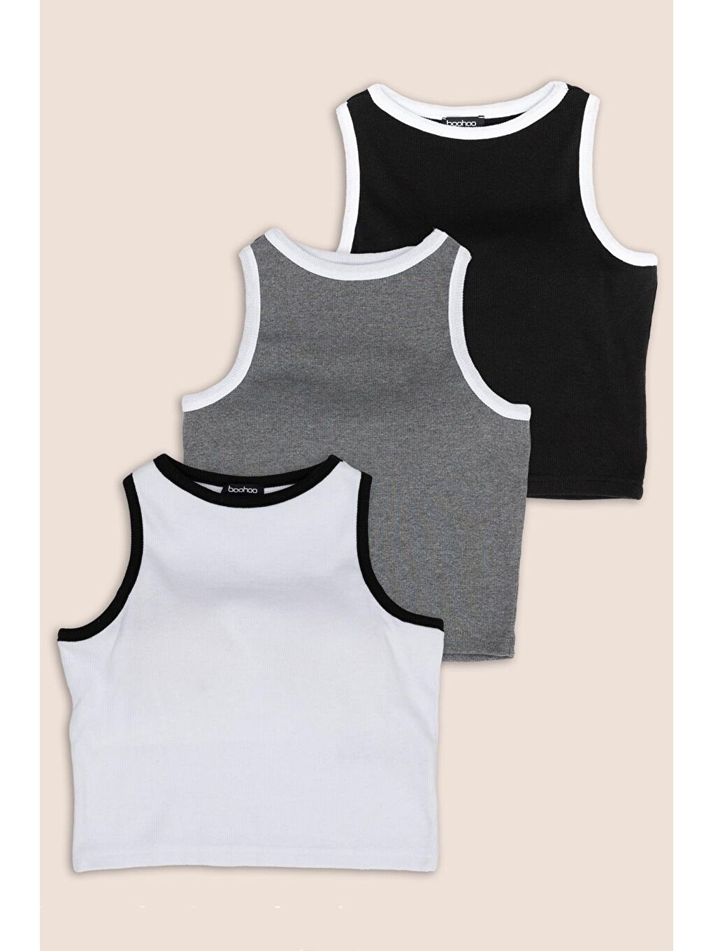 3'Lü Siyah Beyaz Antrasit Pedli Kaskorse Atlet