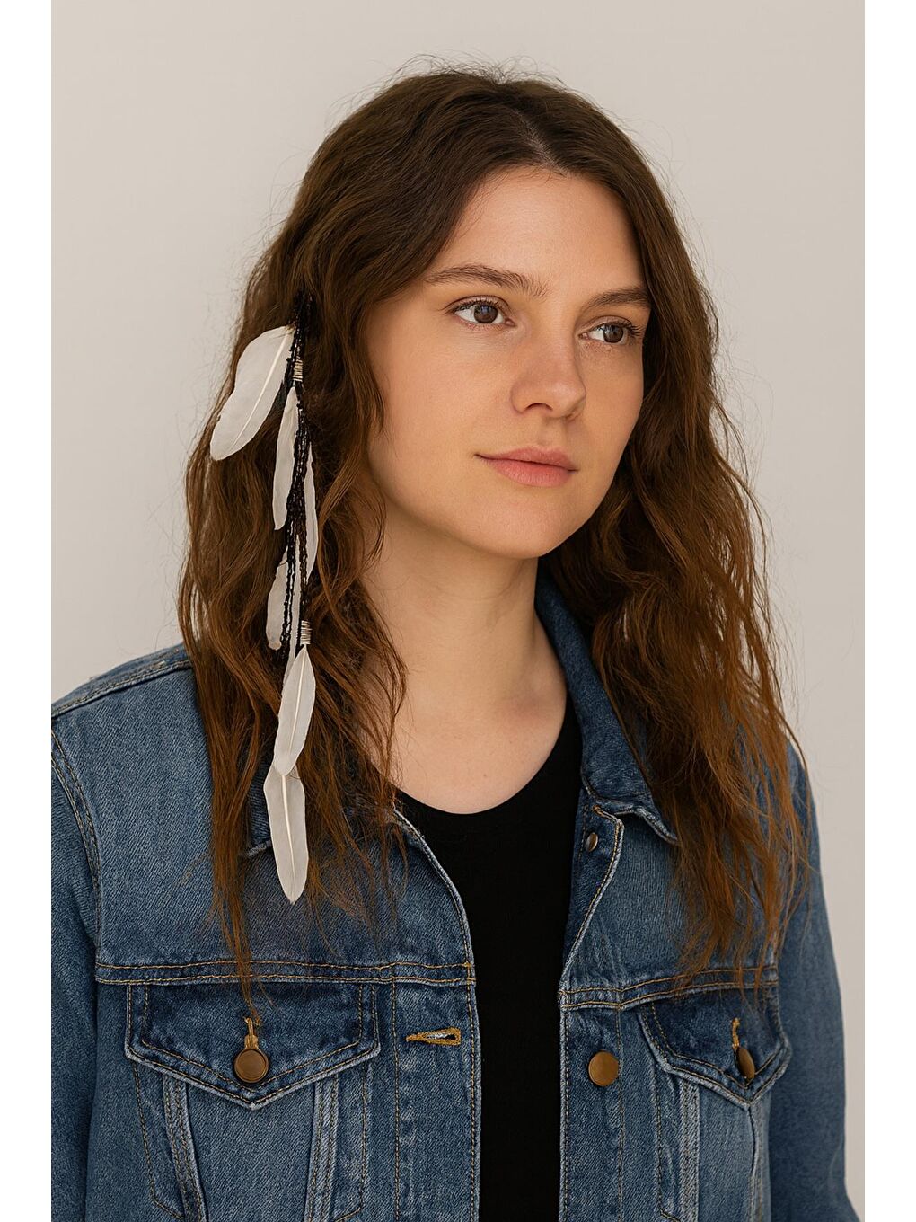 Beyaz Tüylü Saç Zinciri Rasta Saç İpi