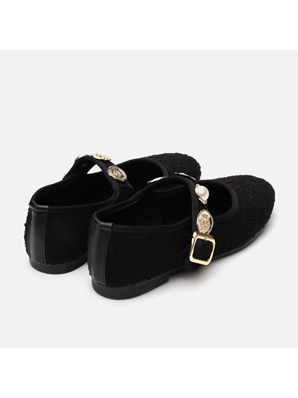 Pelüş Siyah Taşlı Kadın Babet-3