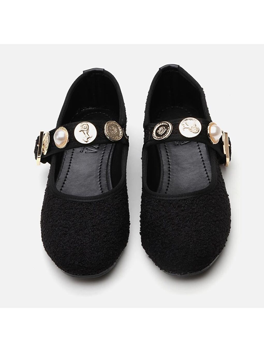 Pelüş Siyah Taşlı Kadın Babet-5