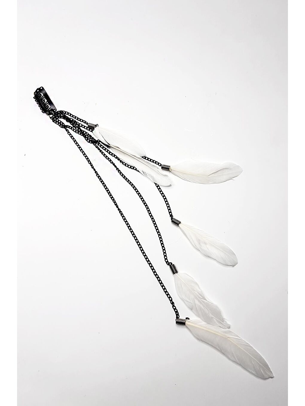 Beyaz Tüylü Saç Zinciri Rasta Saç İpi-2