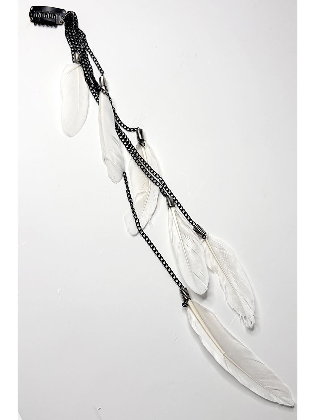 Beyaz Tüylü Saç Zinciri Rasta Saç İpi-3