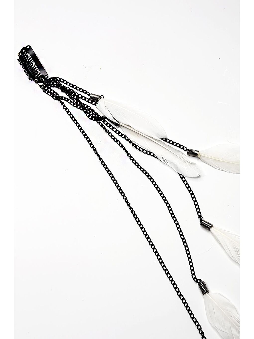 Beyaz Tüylü Saç Zinciri Rasta Saç İpi-4