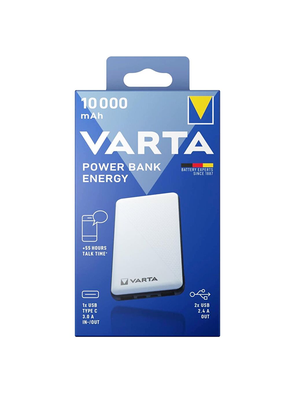 Varta Beyaz Power Bank Energy 10000 mAh Taşınabilir Şarj Cihazı