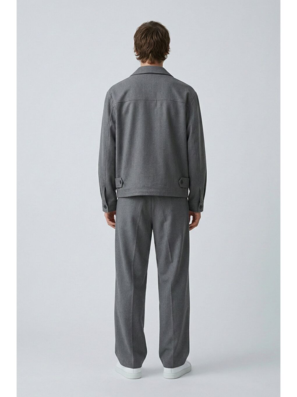 Erkek Smart Casual Bol Paça Relaxed Fit Pantolon Gri-3