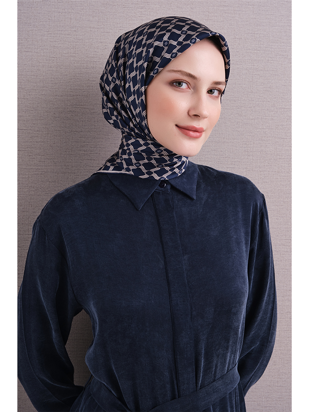 Lacivert Saf İpek Twill Eşarp 9636d 57-3