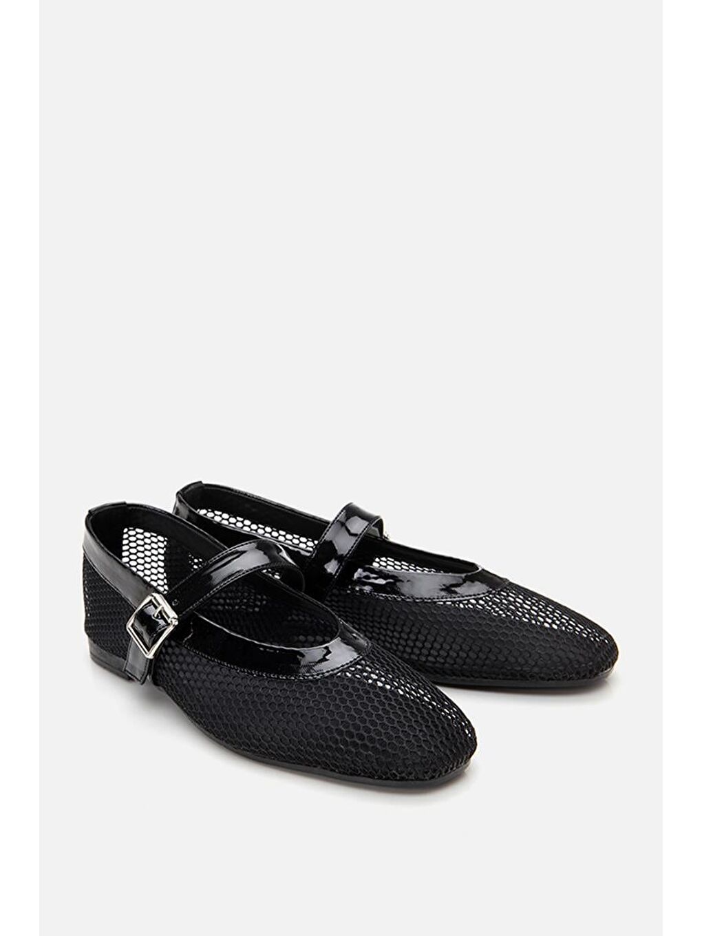 Kadın Deri Siyah Fileli Babet-1