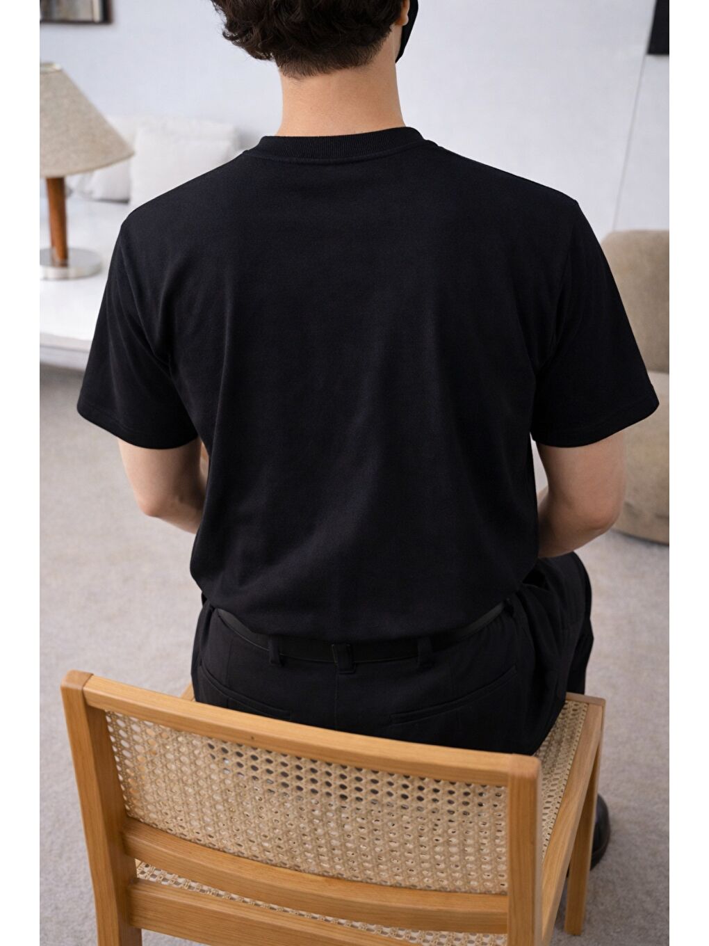 Siyah Panda Baskılı Unisex Basic Tişört – Rahat Kesim Günlük Stil-2