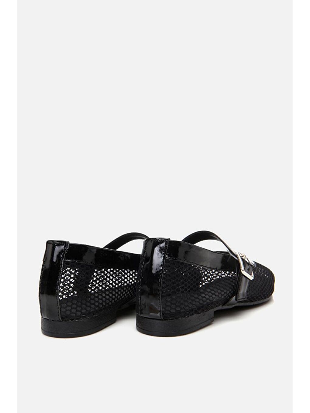 Kadın Deri Siyah Fileli Babet-5