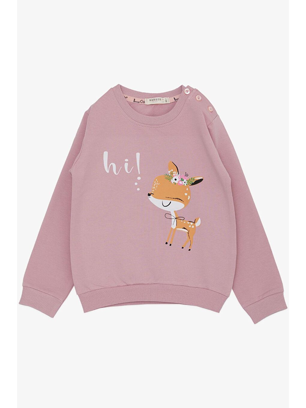 Breeze Lila Kız Bebek Sweatshirt Sevimli Ceylan Taçlı Ceylancık Baskılı Lila (1.5 Yaş) - 3