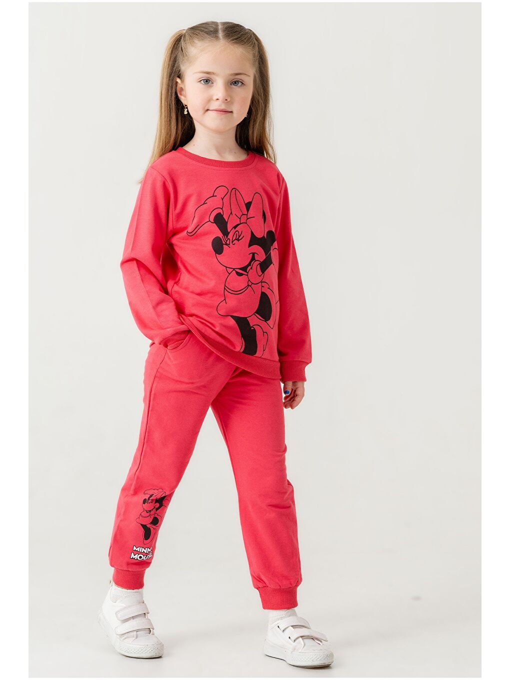 Fuşya Kız Çocuk Minnie Mouse Baskılı Mevsimlik Eşofman Takımı-1