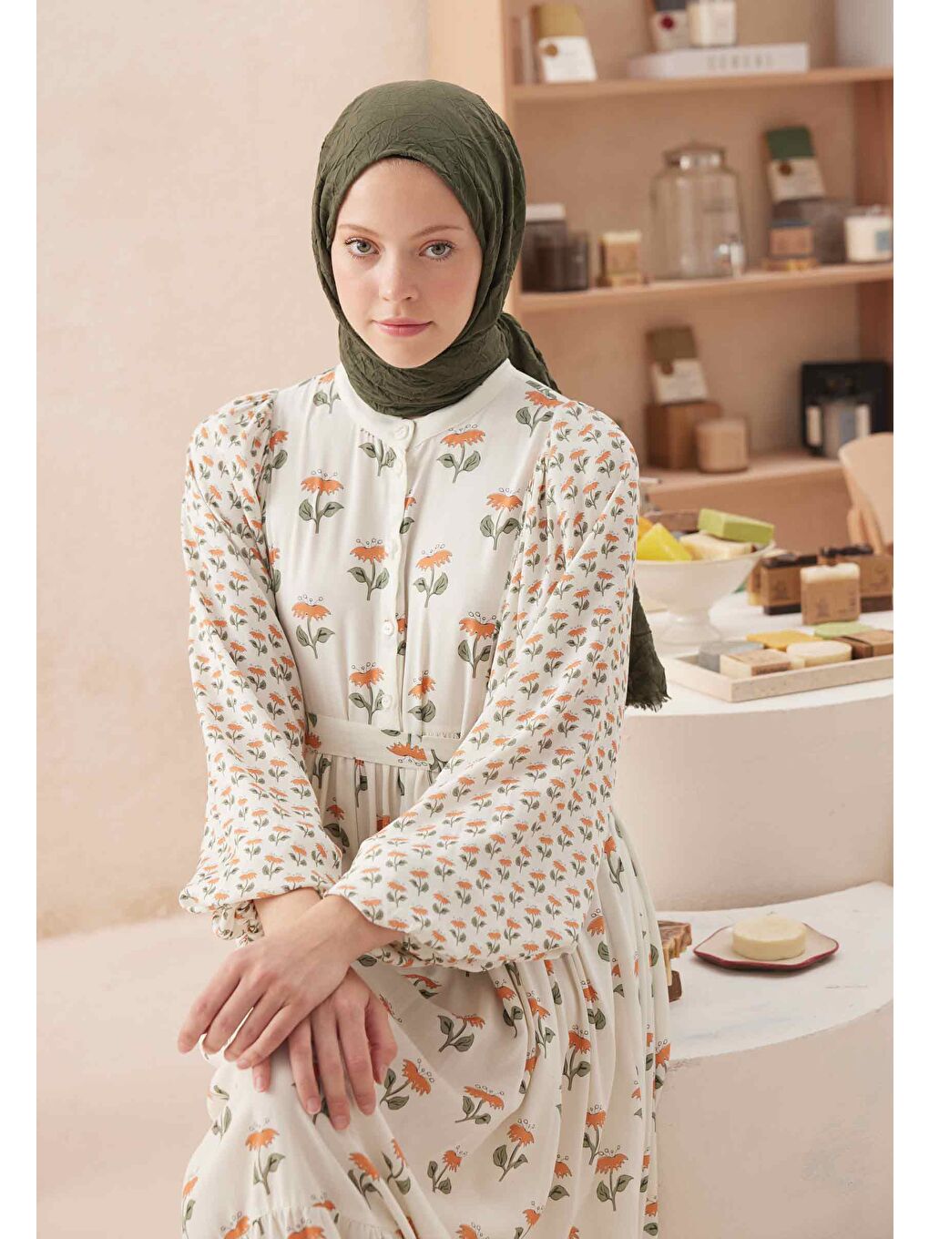 Vual Crash Şal Küllü Yeşil-1