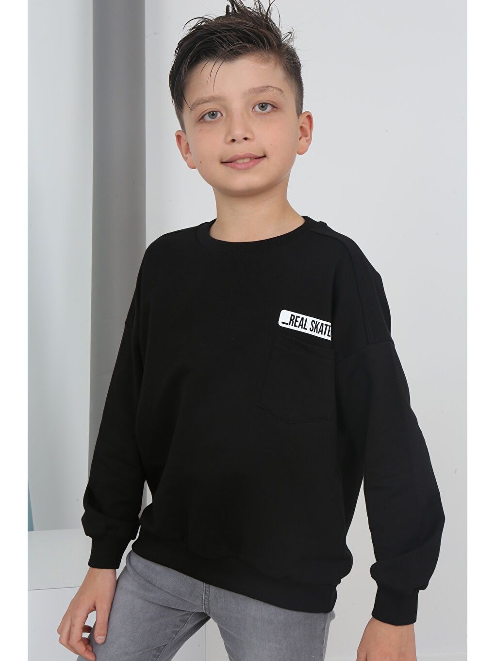 Toontoykids Siyah Erkek Çocuk Baskılı Sweatshirt