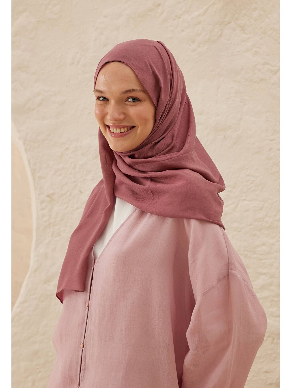 Pembe Rami Viskon Şal Pancar-1