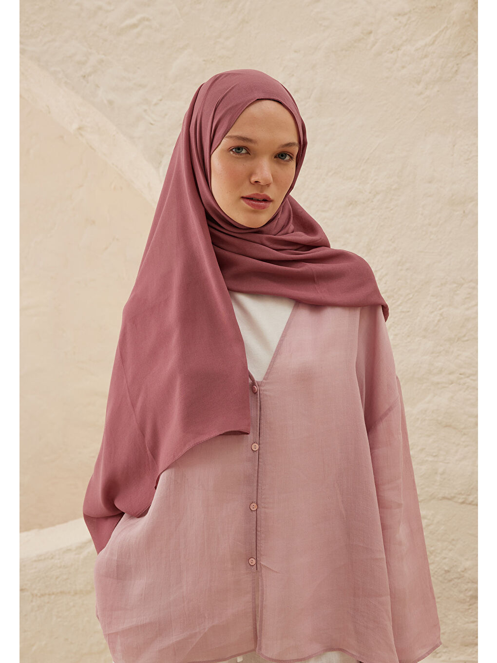 Pembe Rami Viskon Şal Pancar-2