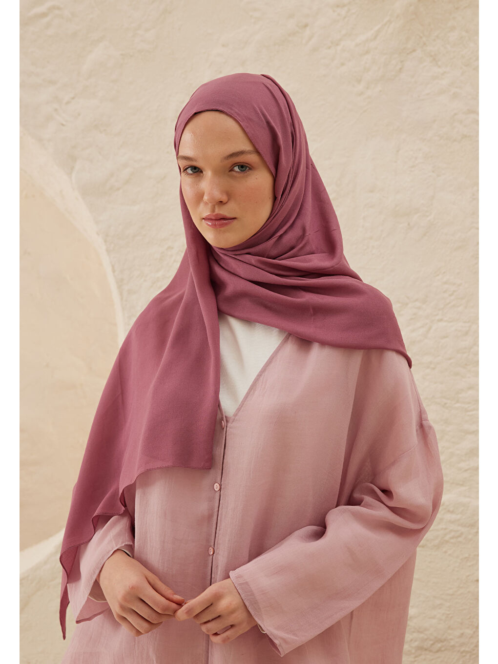 Pembe Rami Viskon Şal Pancar-3