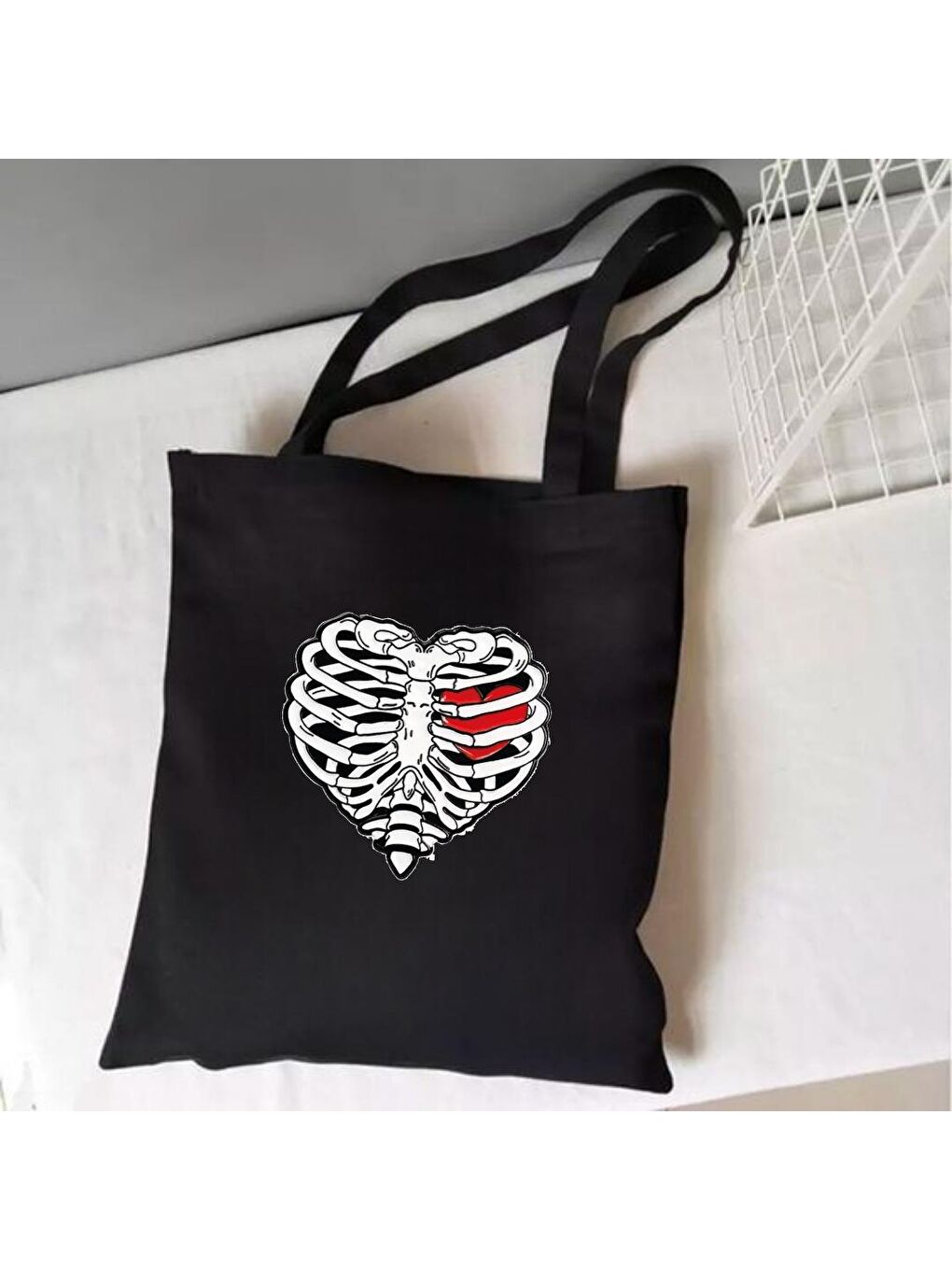 Touz Moda Gothic Heart Siyah Bez Çanta