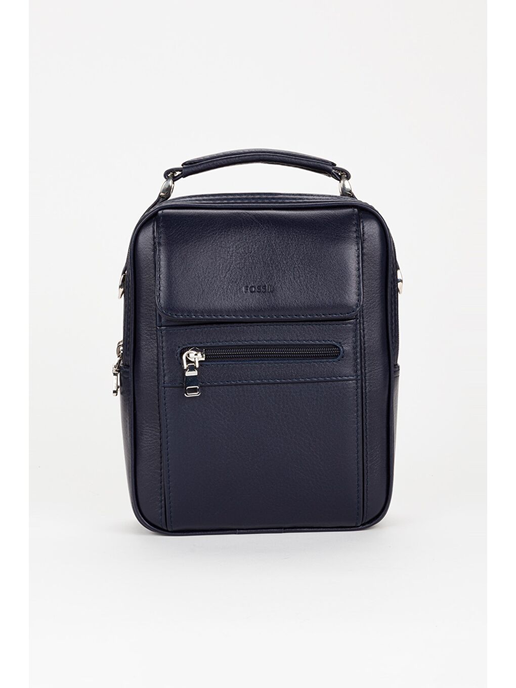 Lacivert %100 Hakiki Deri Erkek Orta Boy El ve Çapraz Omuz Çantası