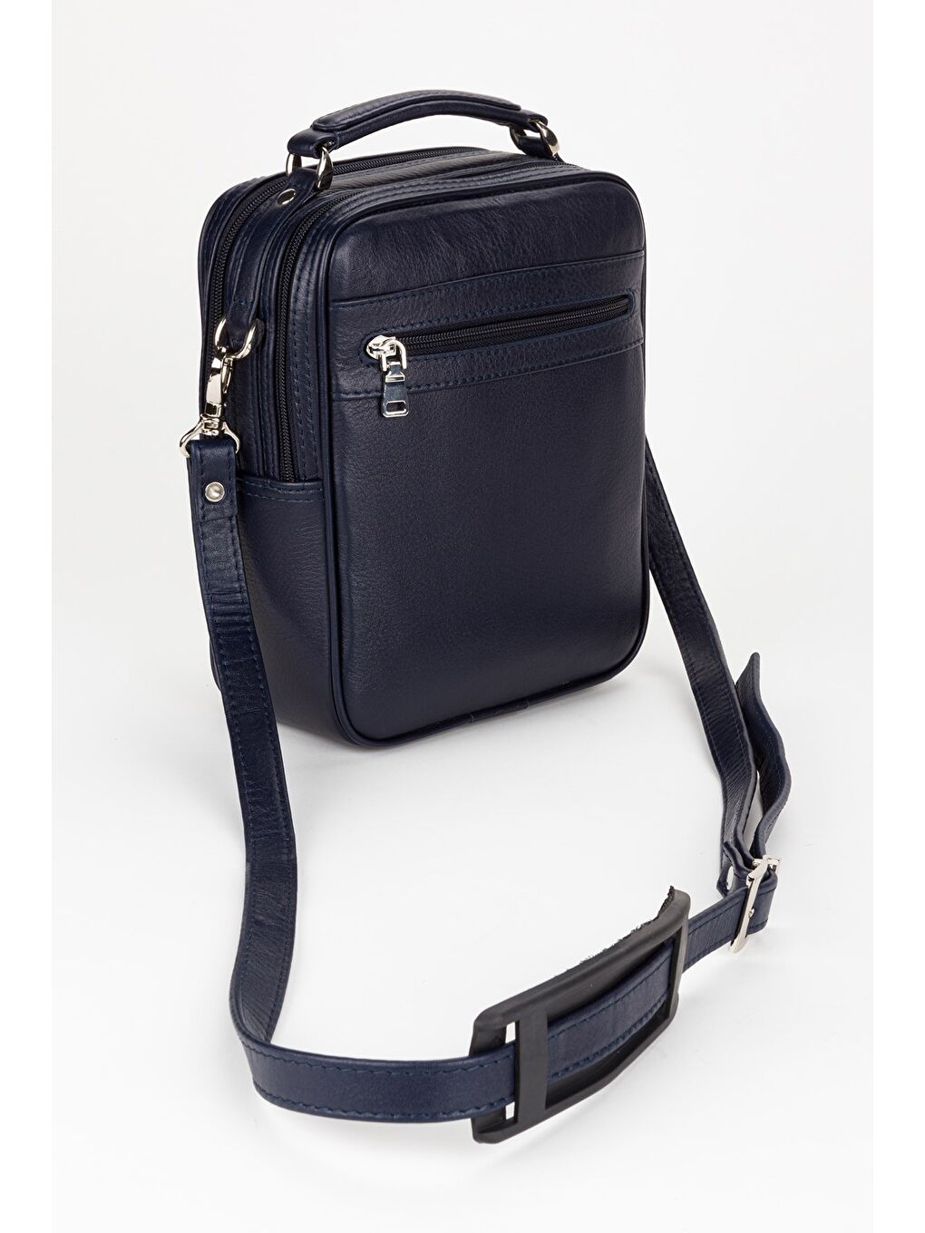 Lacivert %100 Hakiki Deri Erkek Orta Boy El ve Çapraz Omuz Çantası-2