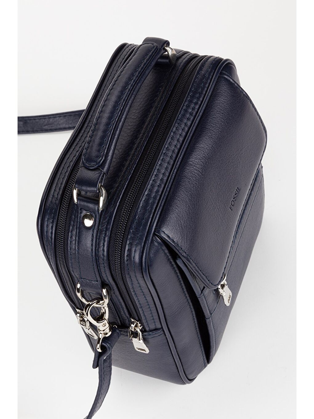 Lacivert %100 Hakiki Deri Erkek Orta Boy El ve Çapraz Omuz Çantası-3