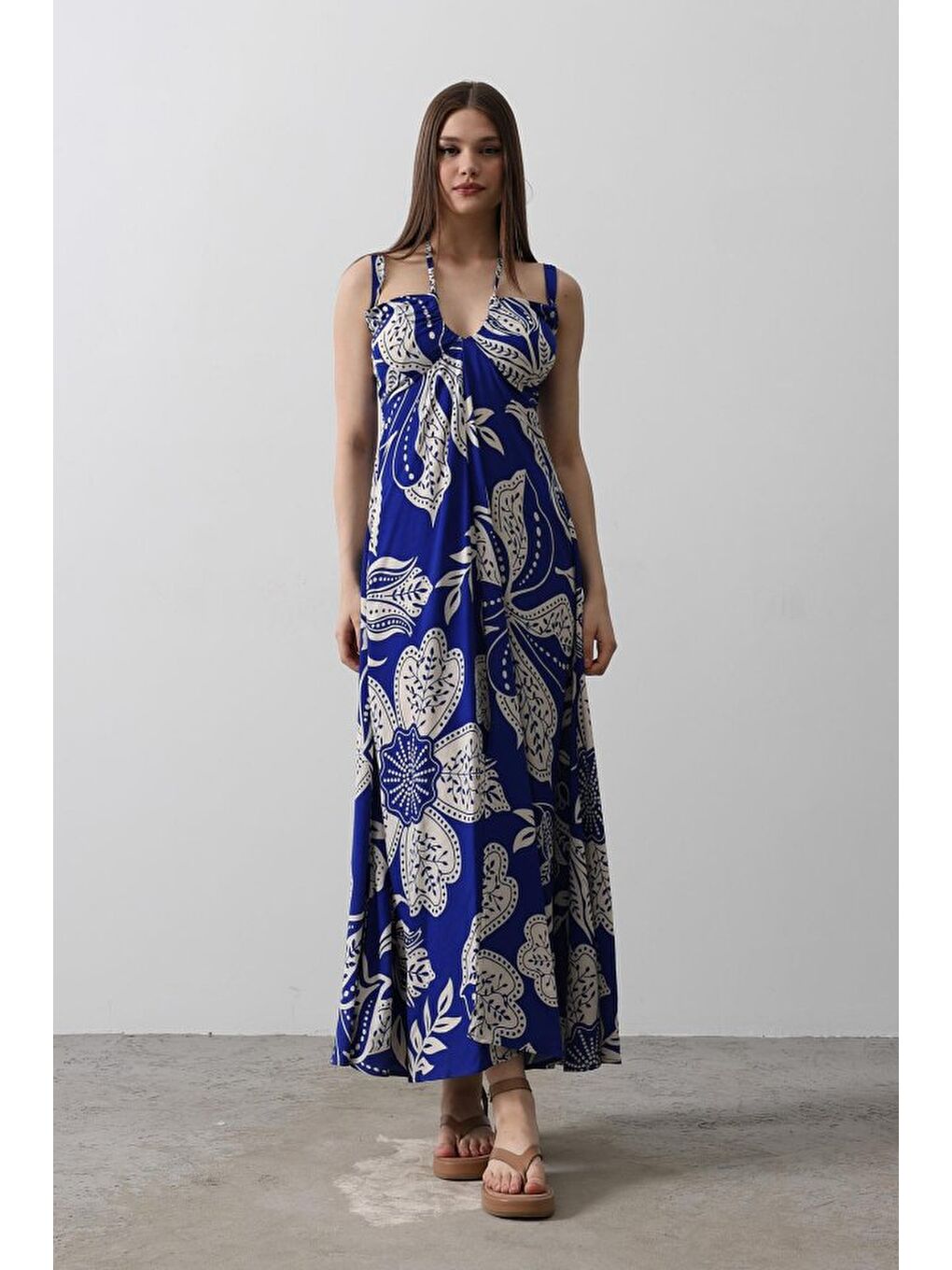 Mavi ASKILI VİSCON ELBİSE - Saks-2